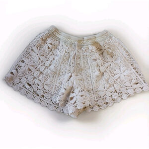 Japna Kids Girls Cream Crochet Lace Shorts Fringe Size 8